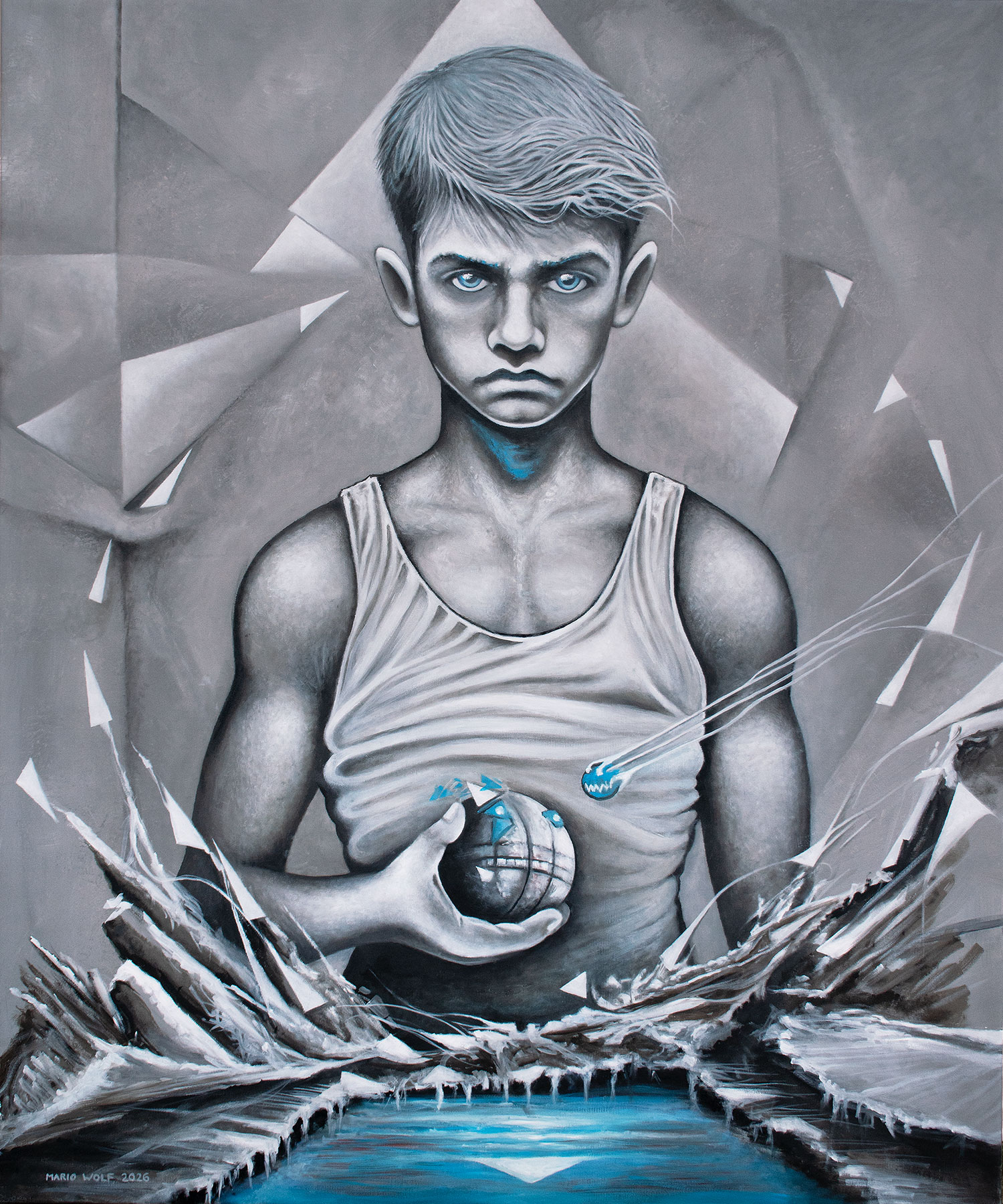 Tektonik, Künstler Mario Wolf, Öl auf Leinwand, 2026